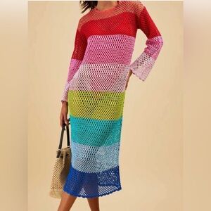 Show Me Your Mumu Paula Midi Colorful Crochet cover Up Dress